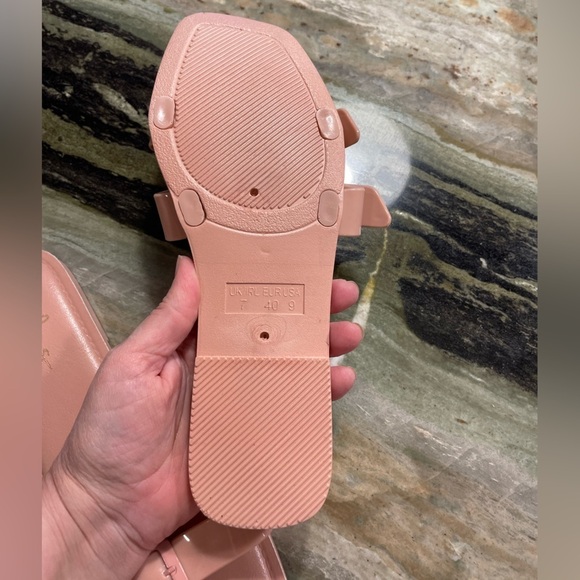 LULUS Roben Blush Pink Patent Buckled Slide Sandals - 9 - Picture 5 of 6